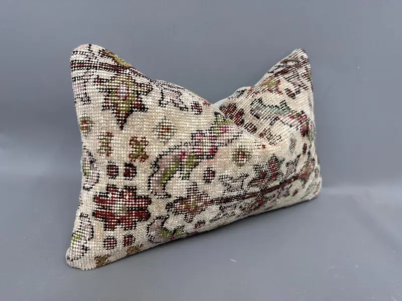 Cushion Cover, 12x20 Beige Cushion, One Of A Kind Pillow Sham, Authentic Pillow, Ethnical Kilim Rug Pillow, Throw Kilim Pillow, Gift Pillow - 2