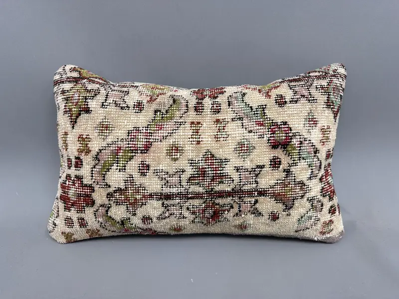 Cushion Cover, 12x20 Beige Cushion, One Of A Kind Pillow Sham, Authentic Pillow, Ethnical Kilim Rug Pillow, Throw Kilim Pillow, Gift Pillow - 4
