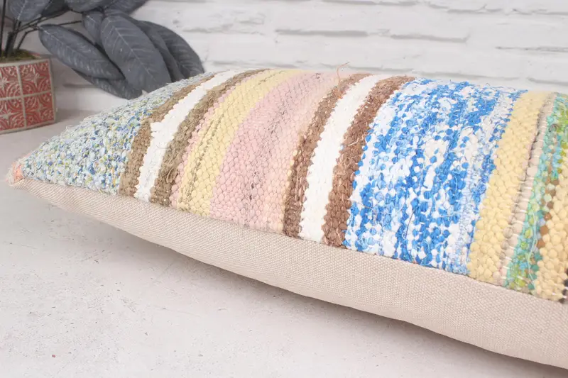 Ethnical Kilim Rug Pillow, Cotton Pillow, Pillow for Couch, 12x36 Pink Pillow, Pillow Case, Boho Chic Cushion Cover, Turkish Pillow - 6