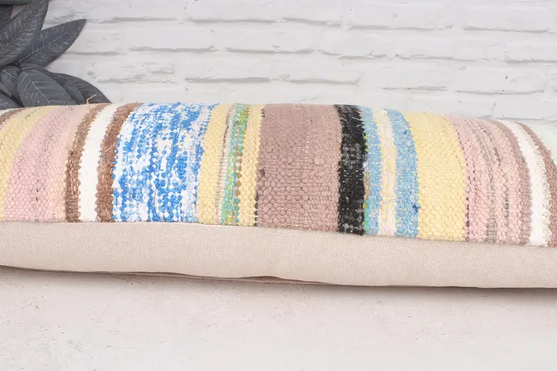 Ethnical Kilim Rug Pillow, Cotton Pillow, Pillow for Couch, 12x36 Pink Pillow, Pillow Case, Boho Chic Cushion Cover, Turkish Pillow - 5