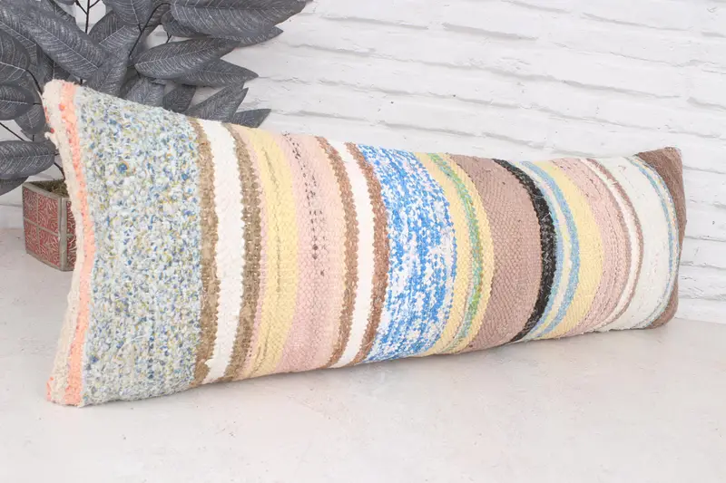 Ethnical Kilim Rug Pillow, Cotton Pillow, Pillow for Couch, 12x36 Pink Pillow, Pillow Case, Boho Chic Cushion Cover, Turkish Pillow - 3