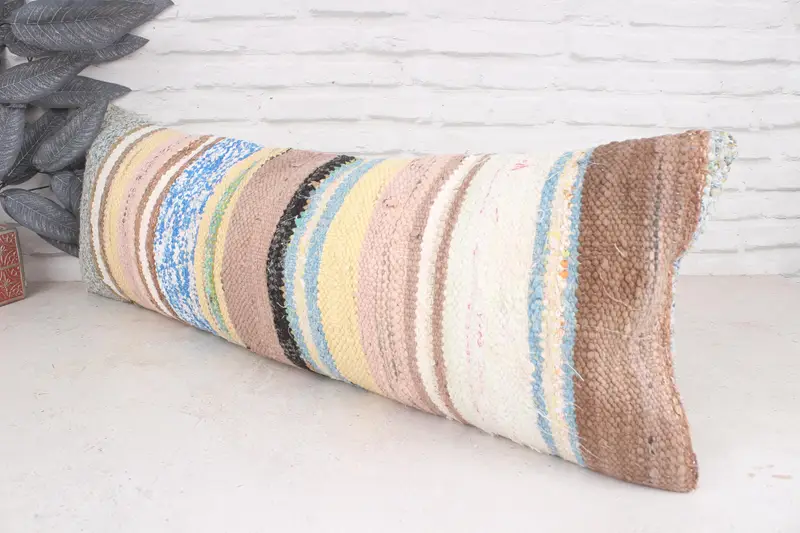 Ethnical Kilim Rug Pillow, Cotton Pillow, Pillow for Couch, 12x36 Pink Pillow, Pillow Case, Boho Chic Cushion Cover, Turkish Pillow - 4