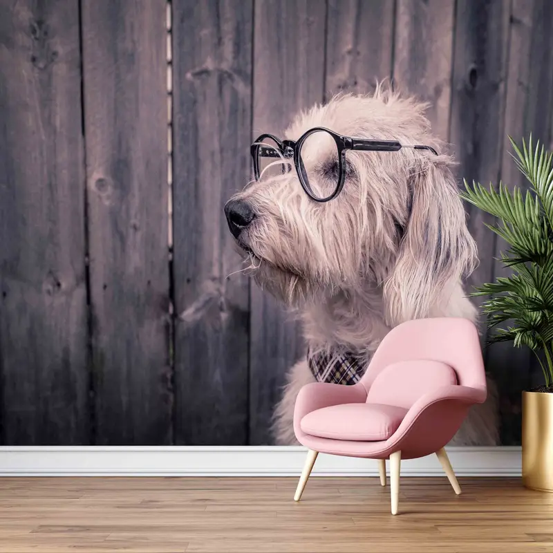 Doggy -Wandmalerei, schöne Tier -Tapete, 3D -Hintergrundpapier, Hundetapete, Papierhandwerk, moderne Tapete, Abziehbilder für Wände, Wanddekoration - 5