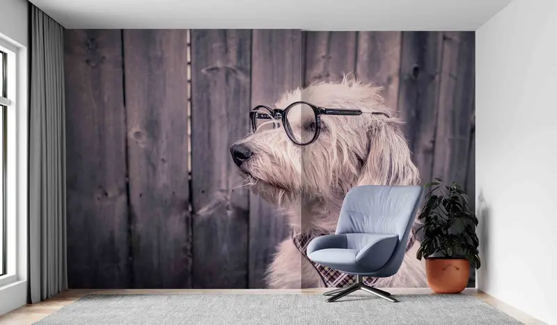 Doggy -Wandmalerei, schöne Tier -Tapete, 3D -Hintergrundpapier, Hundetapete, Papierhandwerk, moderne Tapete, Abziehbilder für Wände, Wanddekoration - 2