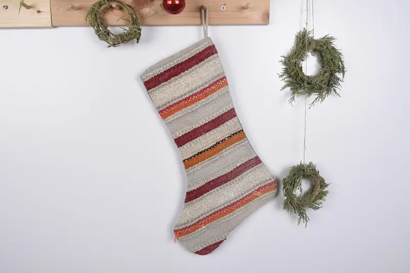 Media navideña festiva Kilim, media con patrón ornamental