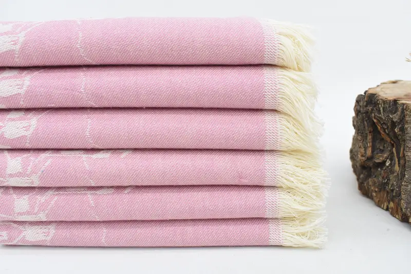 Dark Pink Hand Towel, Turkish Cotton, Patterned, 30x20 Inches