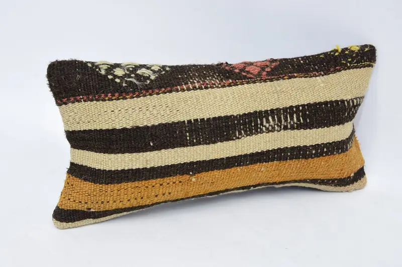 Interior Designer Pillow, Vintage Kilim Pillow, Neutral Throw Cushion Case, 8x16 Brown Pillow Cover, Kilim Pillow, Pillow Sham - 3