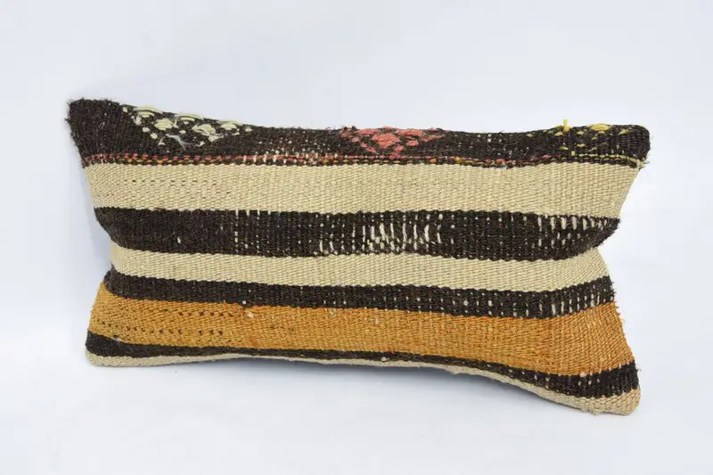 Interior Designer Pillow, Vintage Kilim Pillow, Neutral Throw Cushion Case, 8x16 Brown Pillow Cover, Kilim Pillow, Pillow Sham - 4