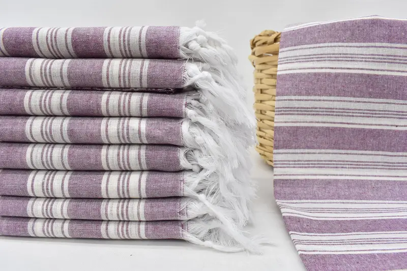 Personalized Turkish Cotton Purple Striped Towel, Bachelorette Gift, 70x40 Inches