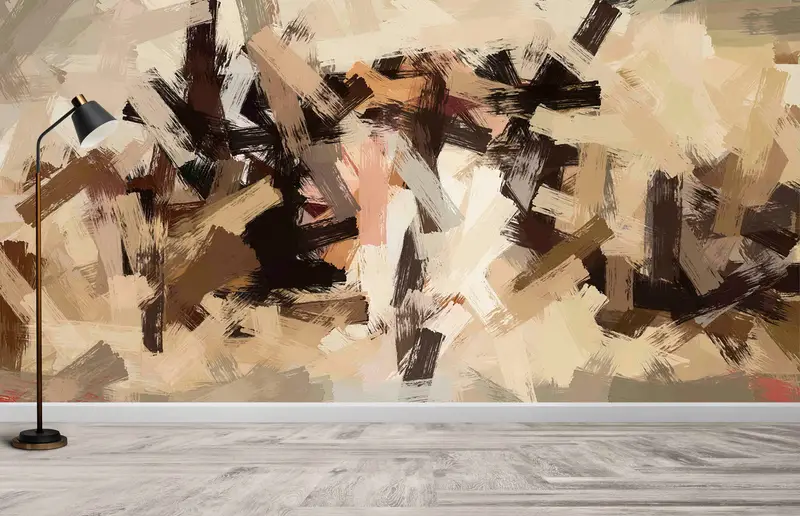 Çatı Katı için Zarif Kahverengi ve Bej Çağdaş Baskılı Duvar Kağıdı