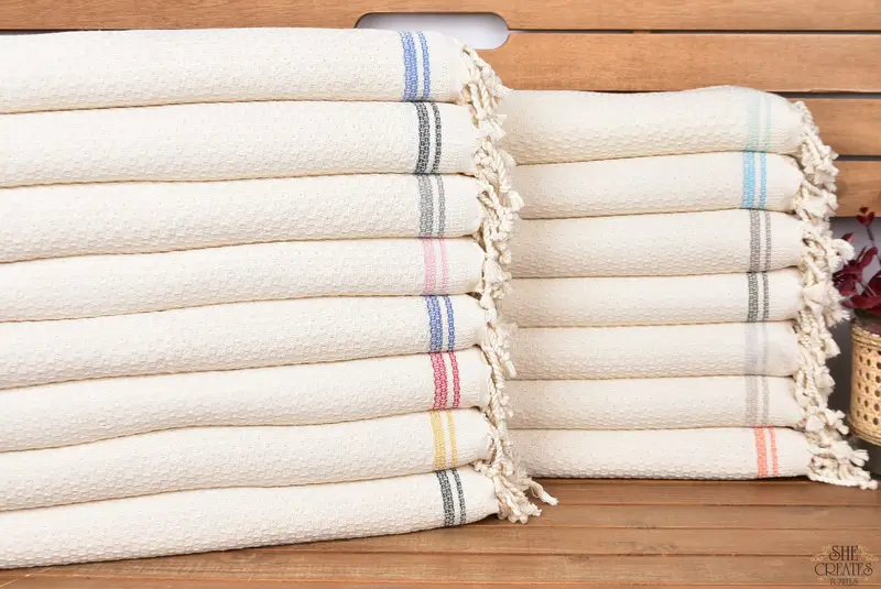38x18 Cotton Striped Towel, Bridesmaid Gift, Personalized Dish Towel, Bachelorette Towel, Personalized Gift, Bridesmaid Gifts, Custom Gift - 1