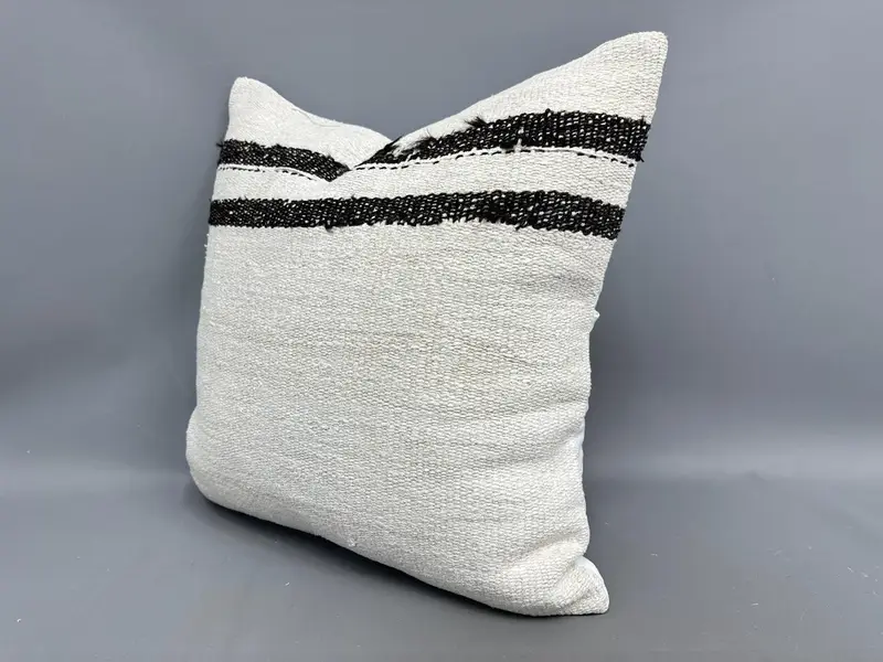 24x24 White Pillow Case, Vintage Pillow, Handmade Rug Seat Cushion Cover, Gift Pillow, Handmade Kilim Cushion, Cushion Cover - 3
