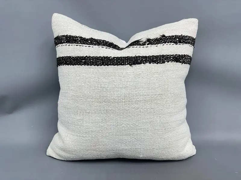 24x24 White Pillow Case, Vintage Pillow, Handmade Rug Seat Cushion Cover, Gift Pillow, Handmade Kilim Cushion, Cushion Cover - 1