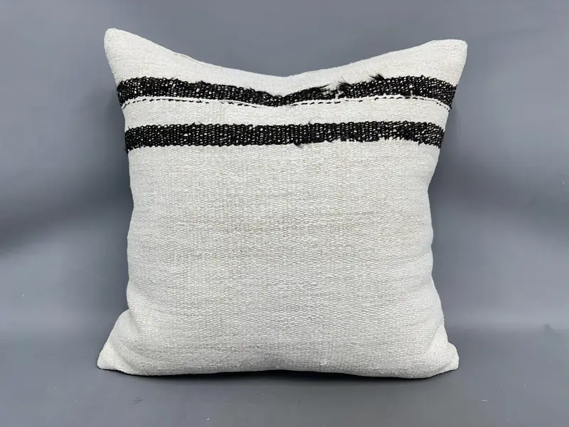 24x24 White Pillow Case, Vintage Pillow, Handmade Rug Seat Cushion Cover, Gift Pillow, Handmade Kilim Cushion, Cushion Cover - 4