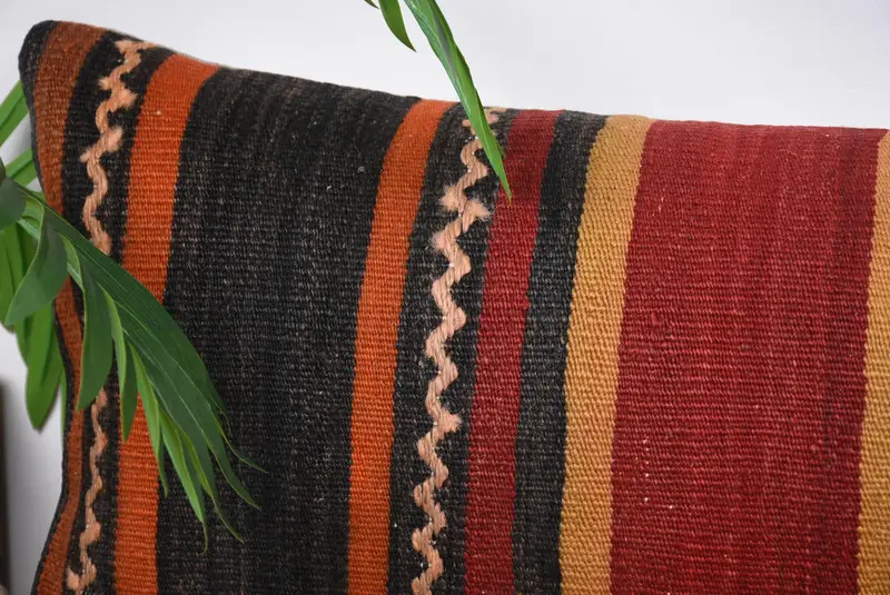 Bench Pillow Sham, Home Decor Pillow, 12x36 Red Cushion Case, Boho Pillow, Handmade Rug Seat Cushion Cover, Ethnical Kilim Rug Pillow, Pillow Case - 2