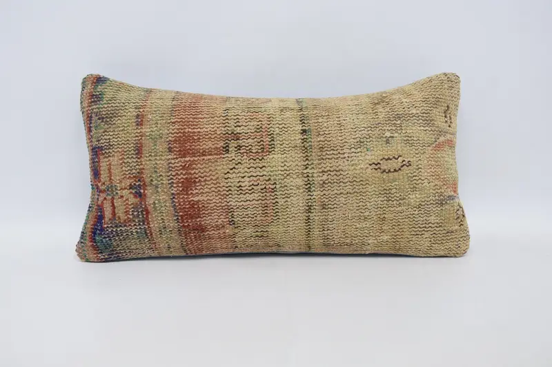Pillow, Square Throw Pillow Sham, Vintage Pillow, Accent Cushion Case, Boho Pillow Sham Cover, 12x24 Beige Cushion Case, Kilim Pillow Cover - 1