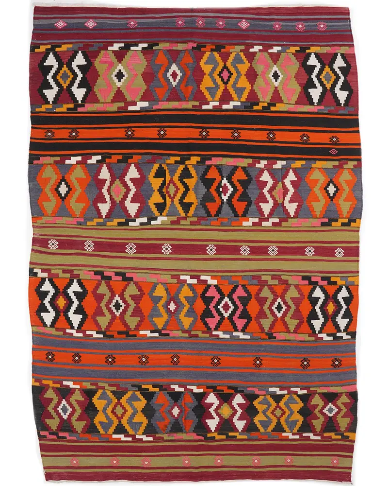 Canlı Gökkuşağı Halı, 6,3x9,2 ft Oryantal Desen