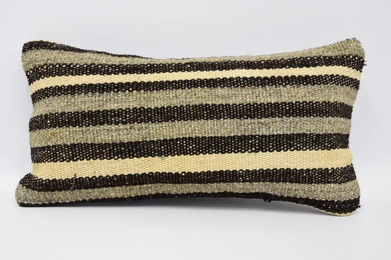 Striped Throw Pillow, 8x16 inch Brown Gift Pillow Case - 1