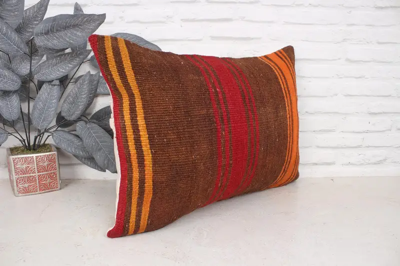 Gift Pillow, 16x24 Brown Pillow Cover, Kilim Pillow Cover, Cushion Cover, Vintage Kilim Pillow, Outdoor Patio Cushion Cover - 3