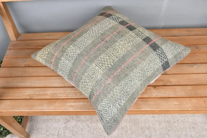 Boho Chic Cushion Cover, Pillow, 20x20 Yellow Pillow Cover, Boho Pillow, Throw Kilim Pillow, Ethnical Kilim Rug Pillow, Christmas Pillow Cover - 2