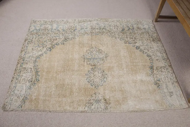 Alfombra Vibrante de 5,3x4,2 ft, diseño inspirado en la naturaleza en naranja y verde