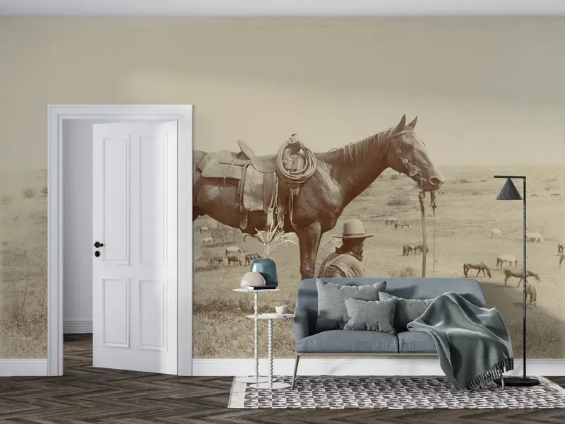 Farmhouse Wall Poster, Animal Wall Print, Removable Wall Paper, Horse Wall Print, Texas Cowboy Paper Craft, 3D Wall Decor, - 6