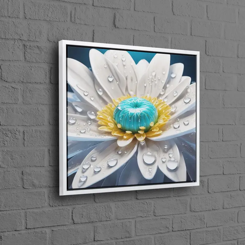 Modern Daisy Canvas: White Flower Print for Elegant Decor
