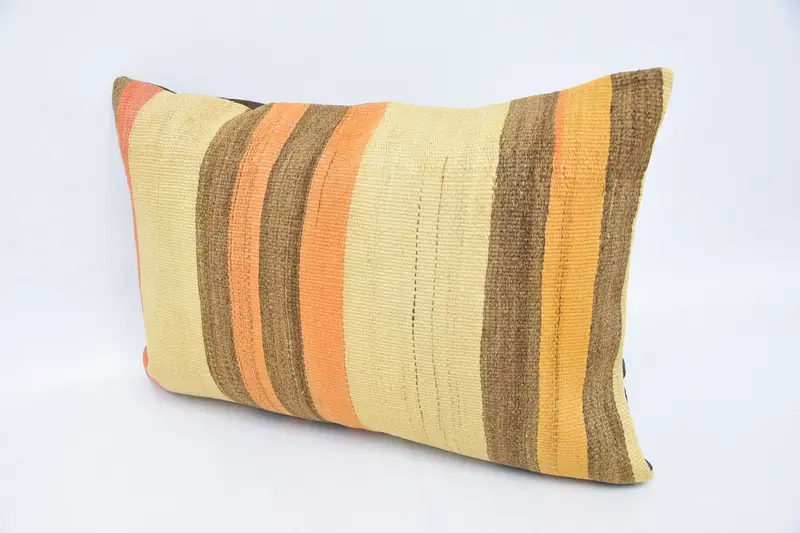 Indoor Cushion, Pillow, 16x24 Beige Pillow Case, Home Decor Pillow, Knitted Pillow Sham, Throw Kilim Pillow, Boho Pillow Sham Cover - 4
