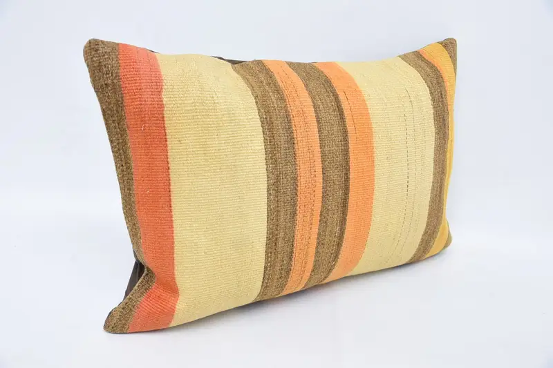 Indoor Cushion, Pillow, 16x24 Beige Pillow Case, Home Decor Pillow, Knitted Pillow Sham, Throw Kilim Pillow, Boho Pillow Sham Cover - 3