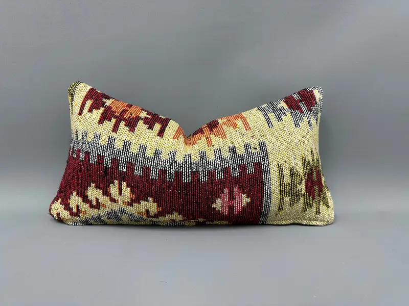 10x20 Red Pillow, Pillow for Couch, Pillow Cover, One Of A Kind Pillow Cover, Morroccon Kilim Cushion Pillow Case, Vintage Pillow, Turkish Pillow - 1