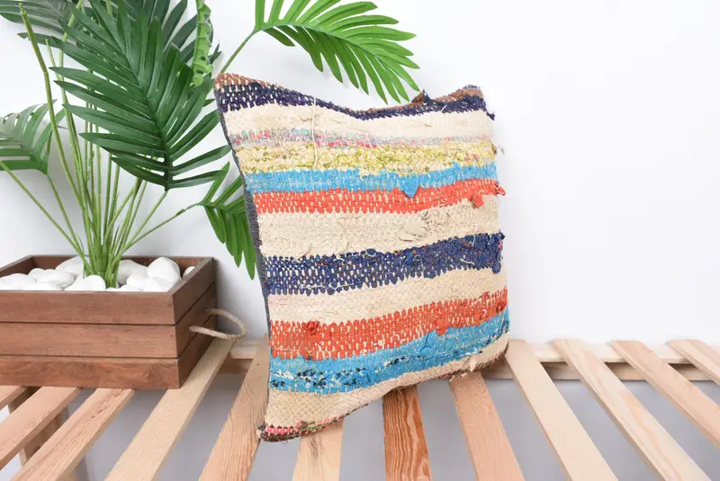 Ethnical Kilim Rug Pillow, Tribal Cushion Case, Gift Pillow, Vintage Kilim Throw Pillow, Neutral Throw Pillow, Cushion, 16x16 Beige Pillow Cover - 4