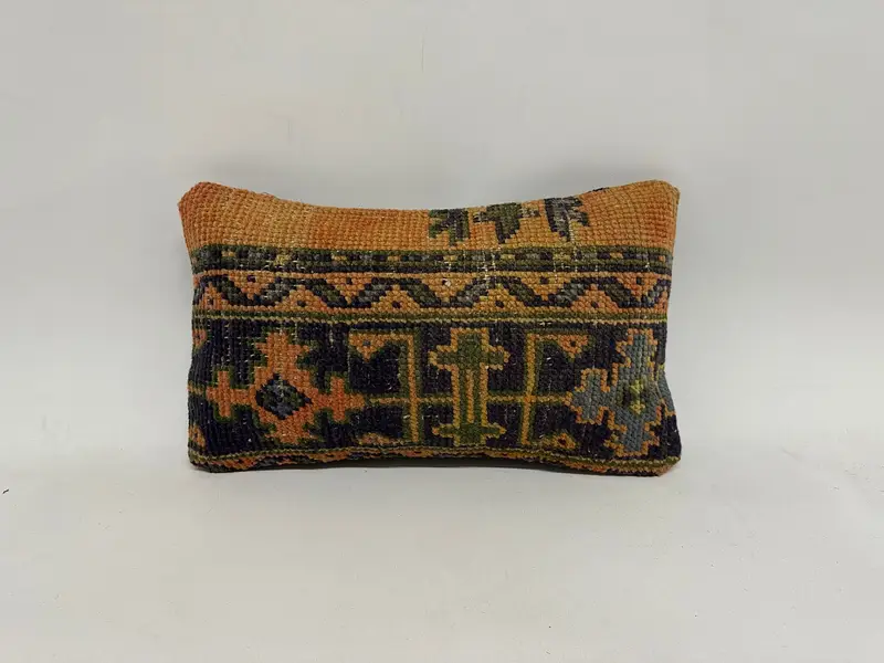 Blue & Yellow Floral Rectangle Pillow, 12x20 Inches Throw Pillow - 1