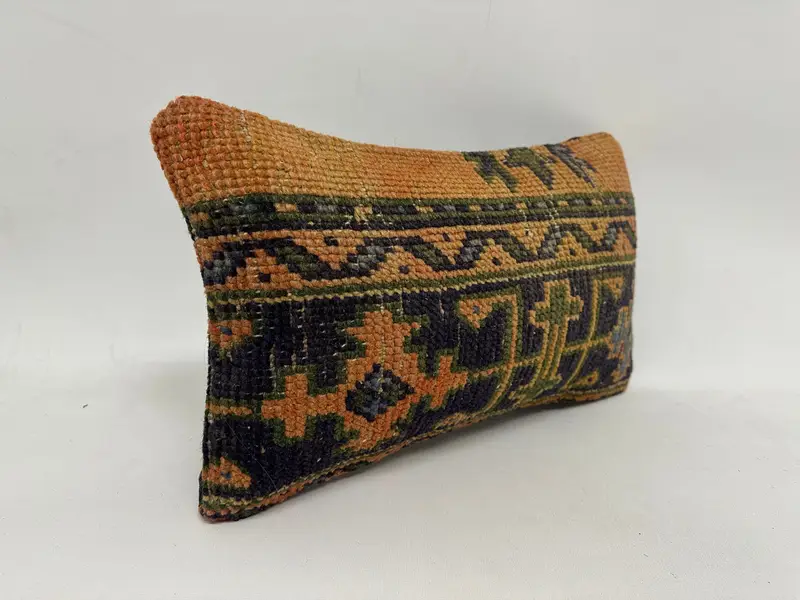 Blue & Yellow Floral Rectangle Pillow, 12x20 Inches Throw Pillow - 3