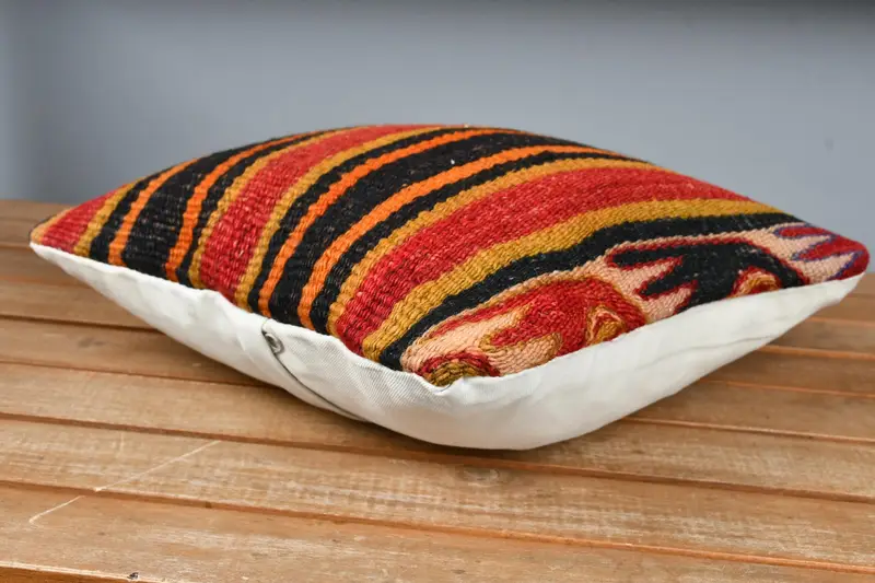 Vintage Kilim Throw Pillow, Interior Designer Pillow, Pillow Sham, Vintage Pillow Sham, Vintage Pillow, 12x12 Red Cushion Cover - 4