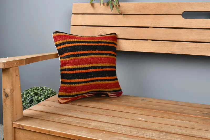 Vintage Kilim Throw Pillow, Interior Designer Pillow, Pillow Sham, Vintage Pillow Sham, Vintage Pillow, 12x12 Red Cushion Cover - 1