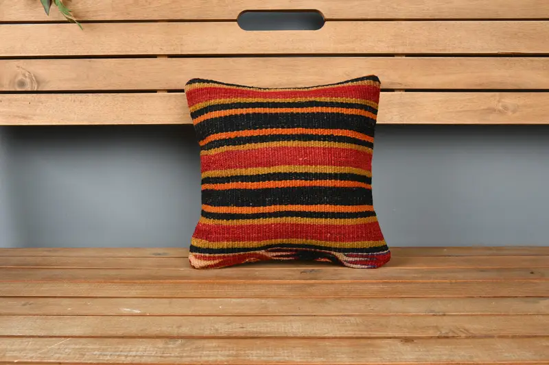 Vintage Kilim Throw Pillow, Interior Designer Pillow, Pillow Sham, Vintage Pillow Sham, Vintage Pillow, 12x12 Red Cushion Cover - 6