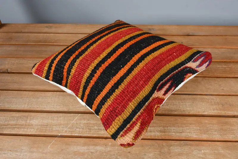 Vintage Kilim Throw Pillow, Interior Designer Pillow, Pillow Sham, Vintage Pillow Sham, Vintage Pillow, 12x12 Red Cushion Cover - 2