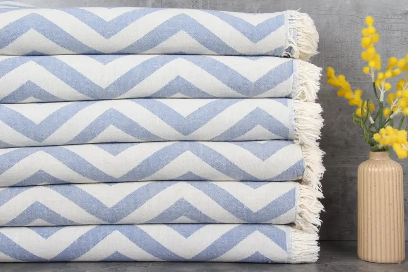 Organic Beach Towel Denim Blue, Turkish Bath Towel, 38x71 Inches