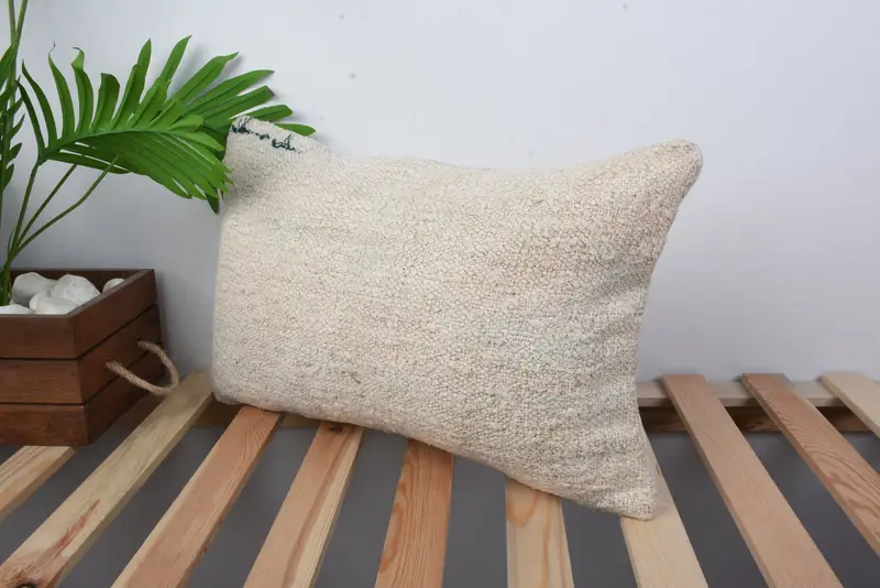 Aesthetic Cushion Case, Cushion Case, Kilim Pillow, Kilim Cushion Sham, 12x20 Beige Pillow Case, Home Decor Pillow, Outdoor Bolster Cushion Case - 5