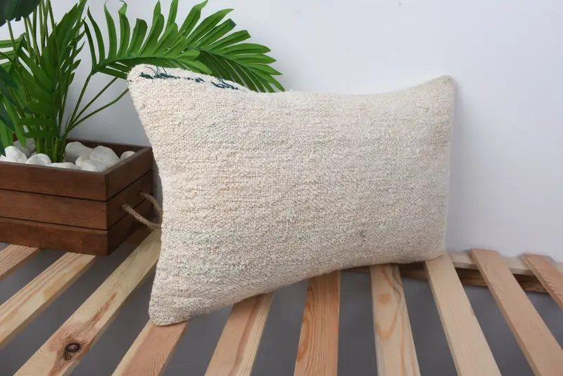 Aesthetic Cushion Case, Cushion Case, Kilim Pillow, Kilim Cushion Sham, 12x20 Beige Pillow Case, Home Decor Pillow, Outdoor Bolster Cushion Case - 4