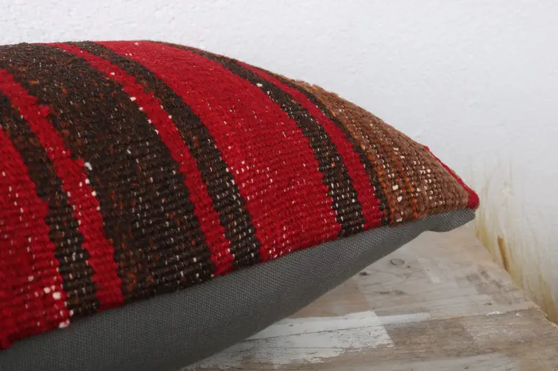 Cushion Case, 12x24 Red Pillow, Home Decor Pillow, Southwestern Pillow Sham, Authentic Cushion, Throw Kilim Pillow, Vintage Pillow - 6