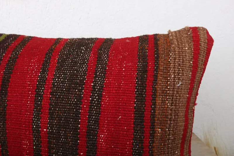 Cushion Case, 12x24 Red Pillow, Home Decor Pillow, Southwestern Pillow Sham, Authentic Cushion, Throw Kilim Pillow, Vintage Pillow - 5