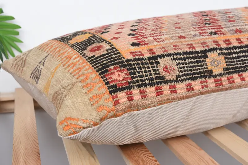 Kilim Pillow Cover, Throw Kilim Pillow, Cushion Case, Sustainable Cushion, Ottoman Pillow, Home Decor Pillow, 16x48 Red Cushion Case - 6