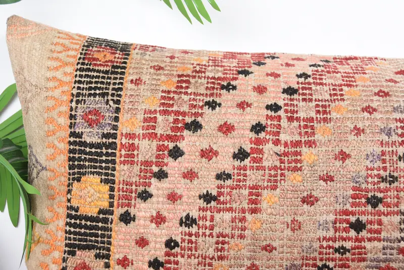 Kilim Pillow Cover, Throw Kilim Pillow, Cushion Case, Sustainable Cushion, Ottoman Pillow, Home Decor Pillow, 16x48 Red Cushion Case - 2