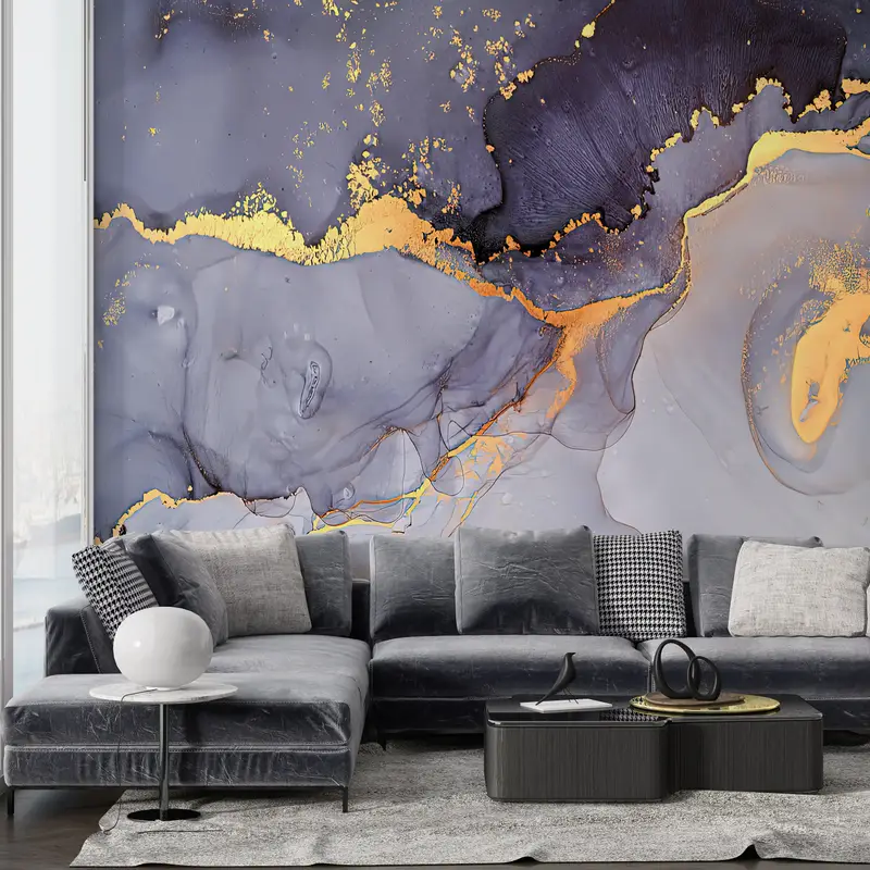 Shimmery Mural, 3d Wall Paper, Modern Wall Painting, Modern Wall Paper, Purple And Gold Marble, Bright Wall Paper, Abstract Wallpaper, - 5