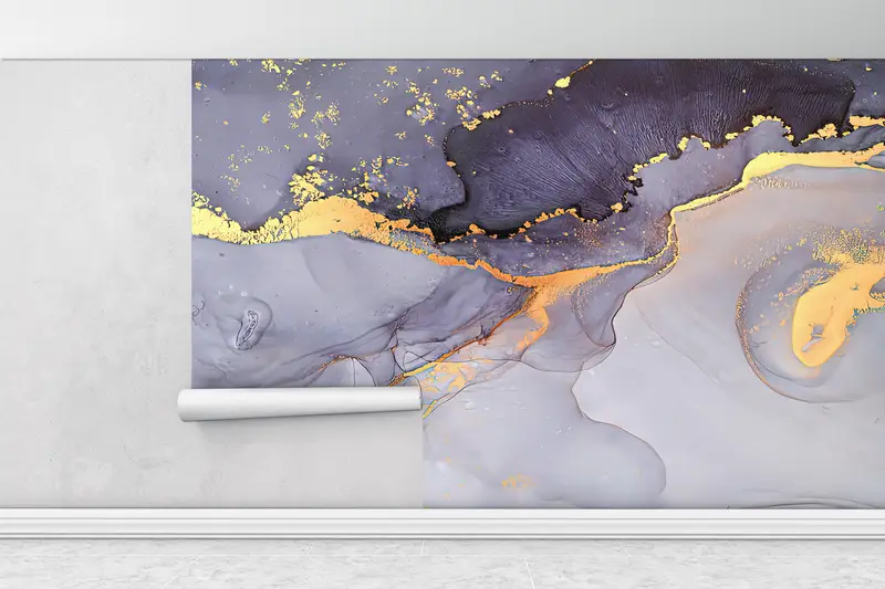 Shimmery Mural, 3d Wall Paper, Modern Wall Painting, Modern Wall Paper, Purple And Gold Marble, Bright Wall Paper, Abstract Wallpaper, - 3