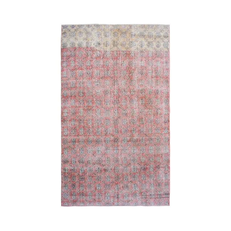 Türk Büyük Halı, 6.46x10.8 ft Vintage Halı, Kırmızı Oushak Yün Halı - 1