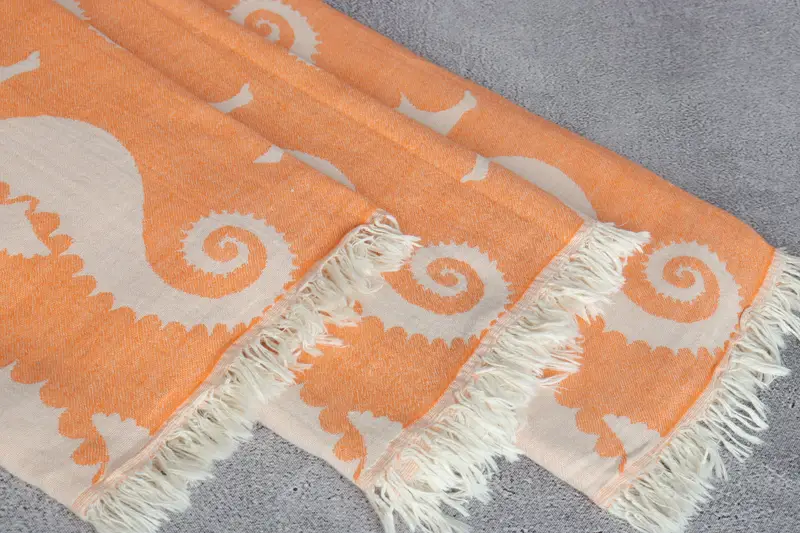 68x36 Cotton Seahorse Patterned Towel, Peshtemal, Bachelorette Party Gifts Bridesmaids, Family Gift Basket, Turkish Towel Beach, Bridesmaid Gift - 6