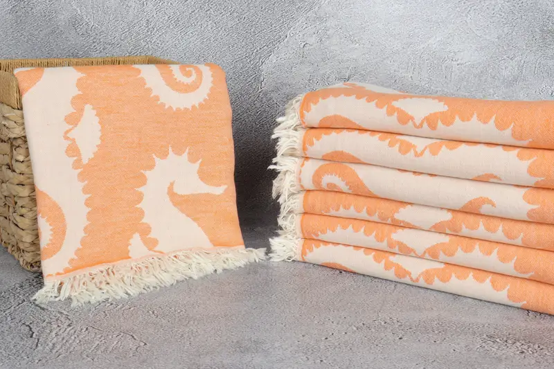 68x36 Cotton Seahorse Patterned Towel, Peshtemal, Bachelorette Party Gifts Bridesmaids, Family Gift Basket, Turkish Towel Beach, Bridesmaid Gift - 4