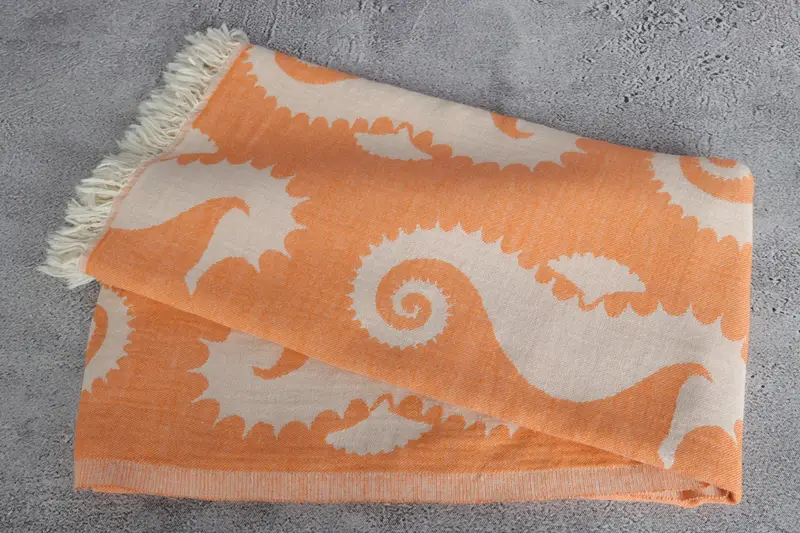 68x36 Cotton Seahorse Patterned Towel, Peshtemal, Bachelorette Party Gifts Bridesmaids, Family Gift Basket, Turkish Towel Beach, Bridesmaid Gift - 7